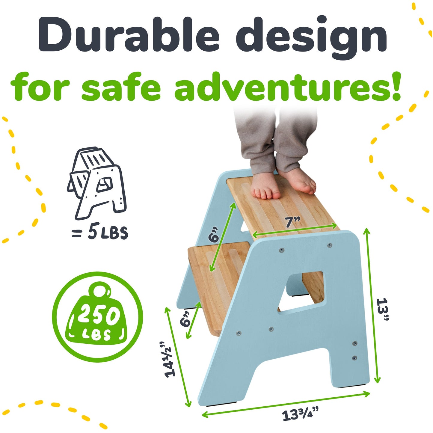 2-Step Wooden Stool for Kids