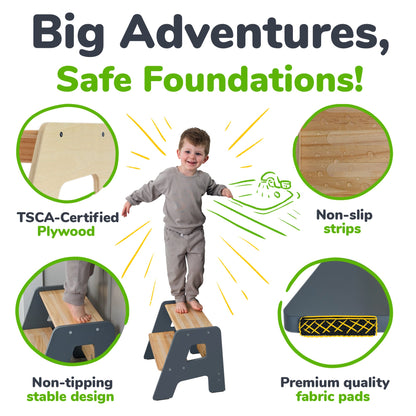 2-Step Wooden Stool for Kids
