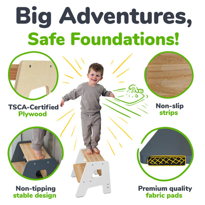 2-Step Wooden Stool for Kids