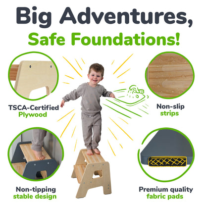 2-Step Wooden Stool for Kids