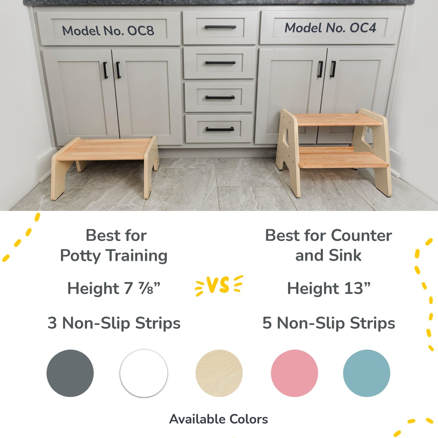 2-Step Wooden Stool for Kids