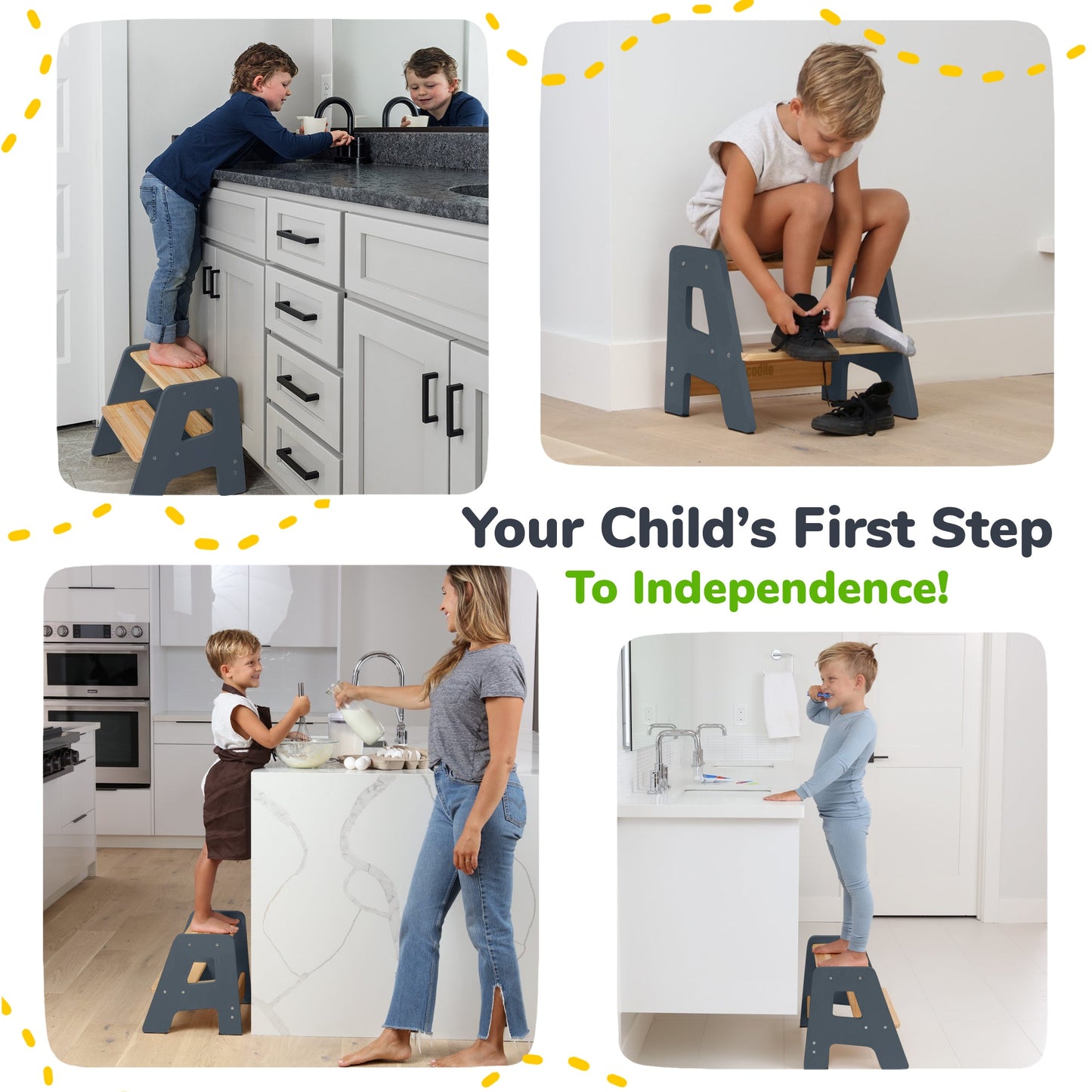 2-Step Wooden Stool for Kids
