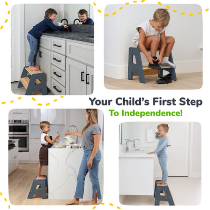 2-Step Wooden Stool for Kids